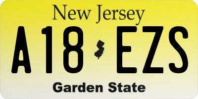 NJ license plate A18EZS
