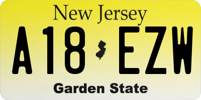 NJ license plate A18EZW