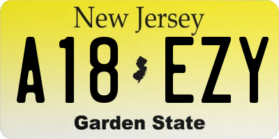 NJ license plate A18EZY