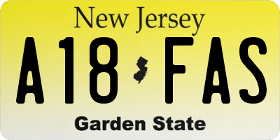 NJ license plate A18FAS