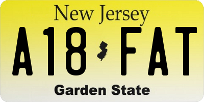 NJ license plate A18FAT