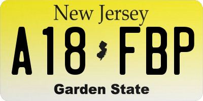 NJ license plate A18FBP