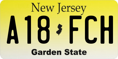 NJ license plate A18FCH