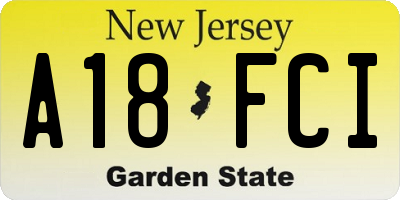 NJ license plate A18FCI