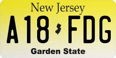 NJ license plate A18FDG