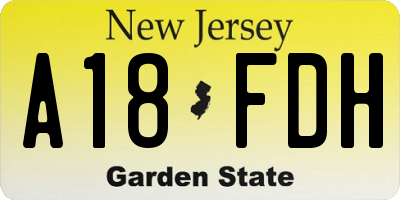 NJ license plate A18FDH