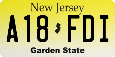 NJ license plate A18FDI