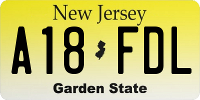 NJ license plate A18FDL