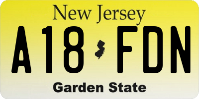 NJ license plate A18FDN