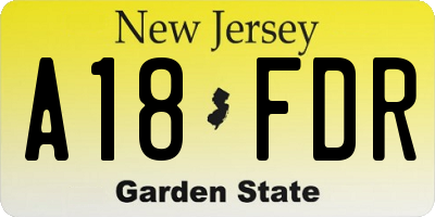 NJ license plate A18FDR