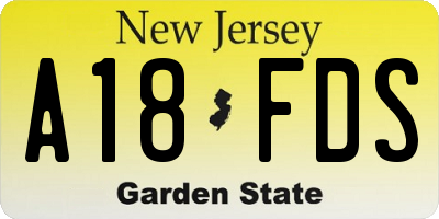 NJ license plate A18FDS