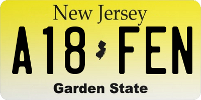 NJ license plate A18FEN
