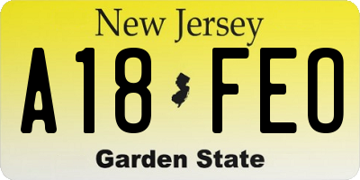 NJ license plate A18FEO