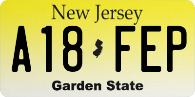 NJ license plate A18FEP