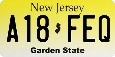 NJ license plate A18FEQ