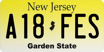 NJ license plate A18FES
