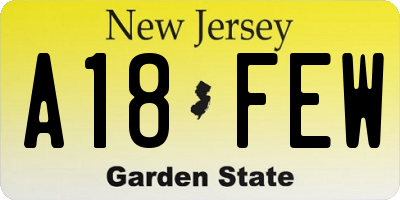 NJ license plate A18FEW