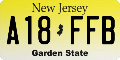 NJ license plate A18FFB