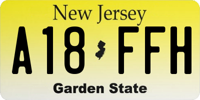 NJ license plate A18FFH