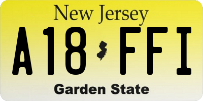 NJ license plate A18FFI