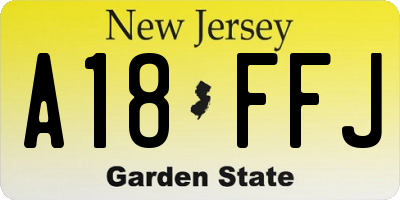 NJ license plate A18FFJ