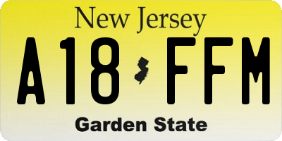 NJ license plate A18FFM