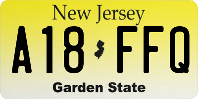 NJ license plate A18FFQ