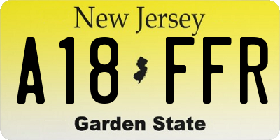 NJ license plate A18FFR