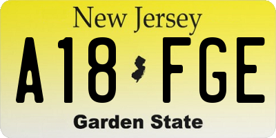 NJ license plate A18FGE