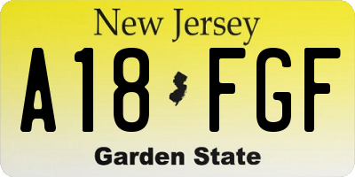 NJ license plate A18FGF