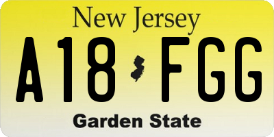 NJ license plate A18FGG