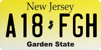 NJ license plate A18FGH