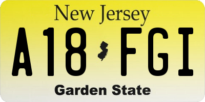NJ license plate A18FGI