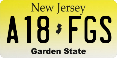 NJ license plate A18FGS