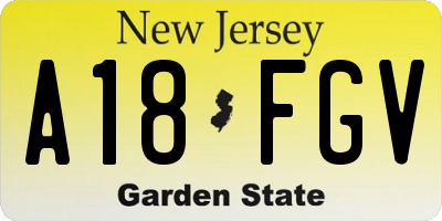 NJ license plate A18FGV