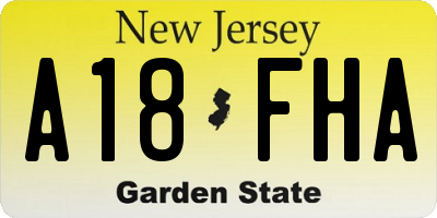 NJ license plate A18FHA