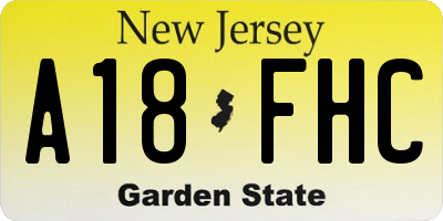 NJ license plate A18FHC