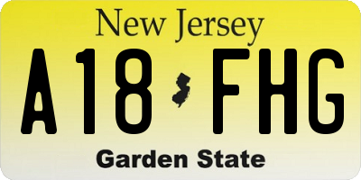 NJ license plate A18FHG