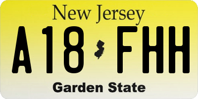 NJ license plate A18FHH