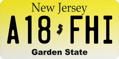 NJ license plate A18FHI