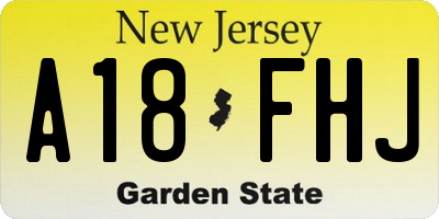 NJ license plate A18FHJ