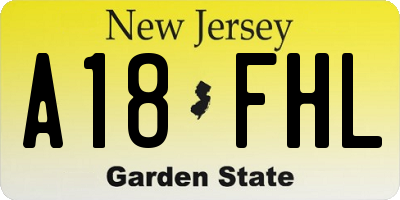 NJ license plate A18FHL