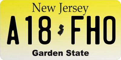 NJ license plate A18FHO