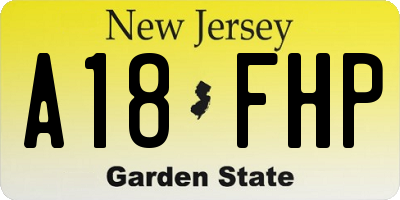 NJ license plate A18FHP