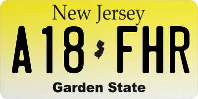 NJ license plate A18FHR