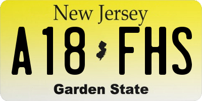 NJ license plate A18FHS