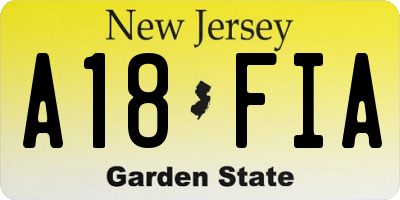 NJ license plate A18FIA