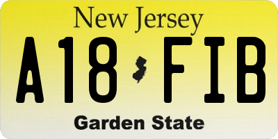 NJ license plate A18FIB