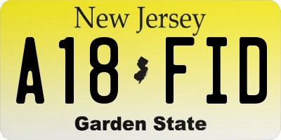 NJ license plate A18FID