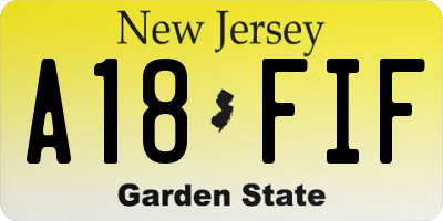 NJ license plate A18FIF